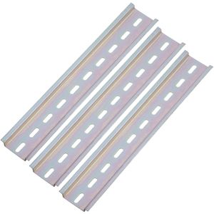 Pack de 3 carriles DIN color zinc de 200mm perforado raíl de 35x7mm