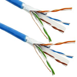 Bobina de cable de red ethernet Cat. 6 FTP CCA de 100 m rígido de color azul