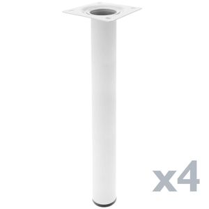 Pies redondos para mesa y mueble. Patas en acero blancas de 40cm 4-pack