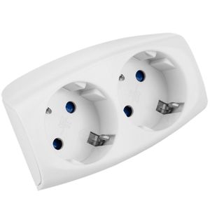 Multiplicador adaptador de clavija enchufe schuko doble blanco