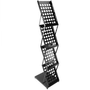 Expositor plegable. Portafolletos 28 x 39 x 135 cm con 4 compartimentos para folletos y revistas