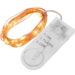 Micro guirnalda de luces LED de 2 m de color blanco calido con 2 efectos de iluminación y con cable moldeable de cobre