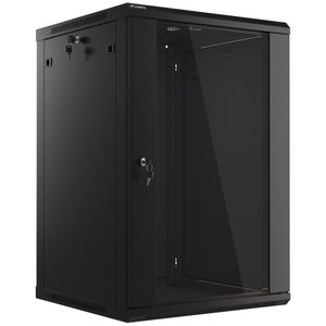 Armario Rack mural 19" 18U F600 600x600x907mm pared desmontado DIY negro Lanberg