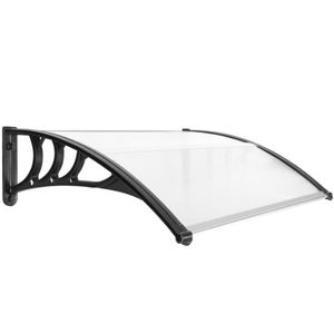 Tejadillo de protección 100x80cm Marquesina para puertas y ventanas negro