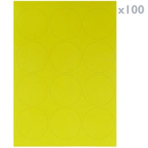 Etiquetas redondas adhesivas amarillas para impresora A4 63.5mm 100 hojas