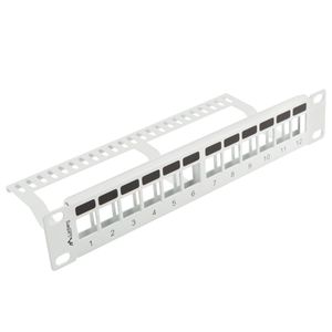 Patch panel configurable para keystone 10" blanco de 12 RJ45 con peine FTP y UTP1U Lanberg PPKS-9112-S