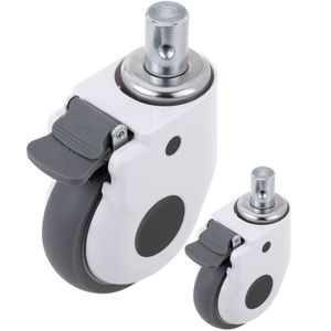 Ruedas pivotantes para cama médica, freno unidireccional y sujeción tipo vástago hueco, 125x32x158mm 2-pack