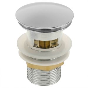 Válvula de desagüe 9cm con rebosadero. Tapón para lavabo y baño universal G1-1/4 cromado