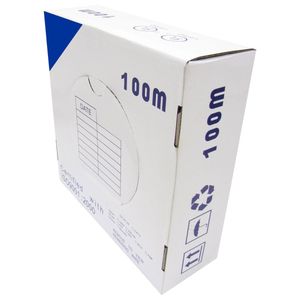 Bobina de cable de red ethernet Cat. 5e UTP CCA de 100 m rígido de color azul