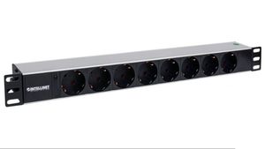 Regleta 19" 8 tomas Schuko, sin interruptor, 3500W 16A 1.8m Negra, 250V