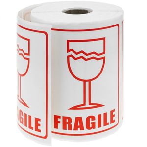 Rollo bobina de 500 etiquetas adhesivas para envíos de paquetes frágiles 79x108mm