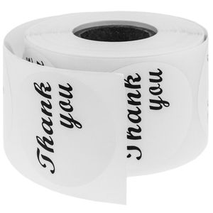 Etiqueta adhesiva redonda de 38 mm color blanco 'Thank You'