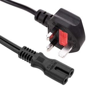 Cable eléctrico British Standard BS-1363-1 a IEC-60320-C7 de 1.8m negro