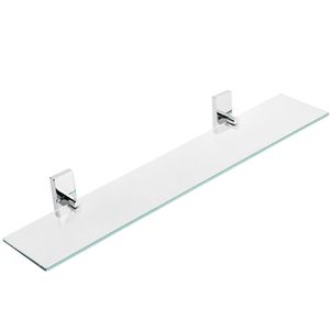 Estante de vidrio para baño con herrajes cromados
