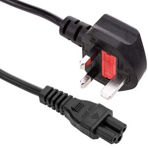 Cable eléctrico British Standard BS-1363-1 a IEC-60320-C5 de 1.8m negro