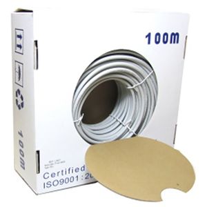 Bobina de cable de red ethernet Cat. 5e UTP de 100 m rígido de color gris