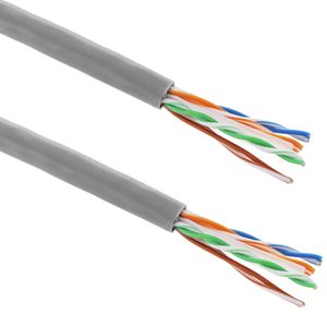 Bobina de cable de red ethernet Cat. 6a UTP CCA de 35 m rígido de color gris