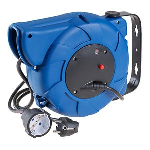 Enrollacables eléctrico automático de 1 schuko 2P+T 16A 250V de 16m Solera 71251A