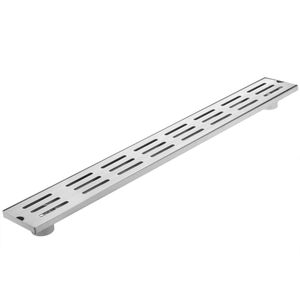 Canaleta de doble desagüe 80x10cm con rejilla en acero inoxidable mate