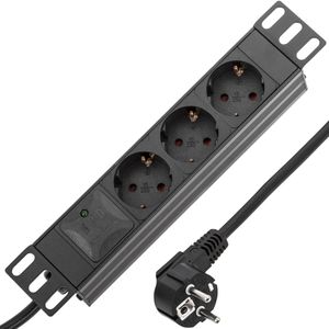 Regleta de enchufes rack 10" con 3 schuko