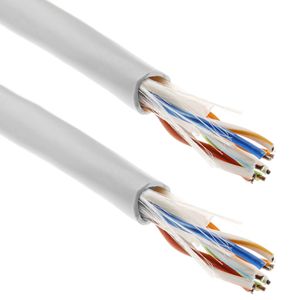 Bobina de cable de red ethernet Cat. 6 UTP de 100 m rígido de color gris
