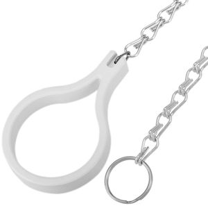 Tirador de cisterna para WC con cadena metálica y anilla blanca