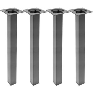 Pies cuadrados para mesa y mueble. Patas en acero negras de 40cm 4-pack