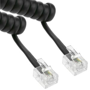 Cable telefónico rizado de 4 hilos y conectores RJ11 2m