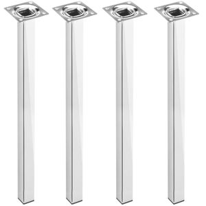 Pies cuadrados para mesa y mueble. Patas en acero cromado de 75cm 4-pack