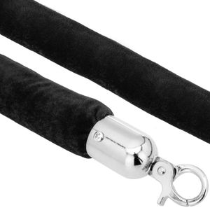 Cordón de terciopelo negro con cierre plateado para poste