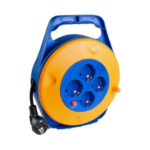 Enrollacables eléctrico de 4 schuko 2P+T 16A 230V de 10m Solera 7422/3