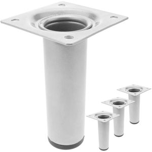 Pies redondos para mesa y mueble. Patas en acero gris de 10cm 4-pack