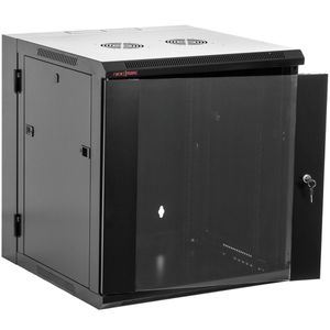 Armario rack mural 19'' pivotante 12U 600x550x635mm pared negro SOHORack GO montado