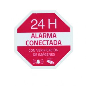 Pegatina Alarma Conectada disuasoria de vinilo de 65x65mm