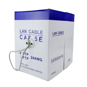 Bobina de cable de red ethernet Cat. 5e UTP de 305 m rígido de color gris