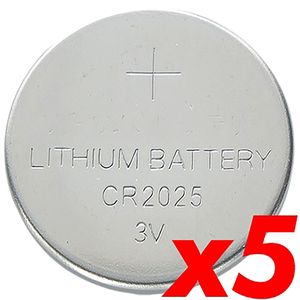 Pila litio botón 3V CR2025 5 unidades