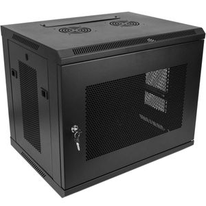 Armario rack mural 19" 9U 600x450x500mm pared negro SOHORack con rejilla