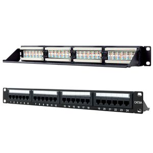 Patch panel de 24 RJ45 Cat.6A UTP 1U negro con peine