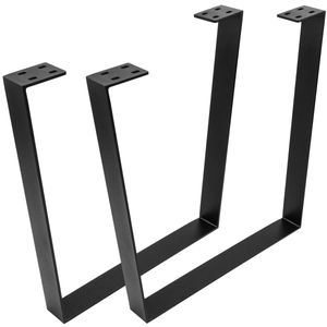 Pies rectangulares para mesa. Patas en acero negro 700 x 80 x 710 mm 2-pack