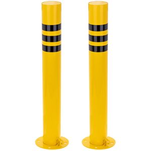 Pack de 2 uds de pilonas bolardos de acero con base clavada removible 89x750mm