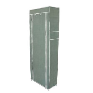 Armario ropero y zapatero de tela desmontable 60 x 30 x 160 cm gris con puerta enrollable