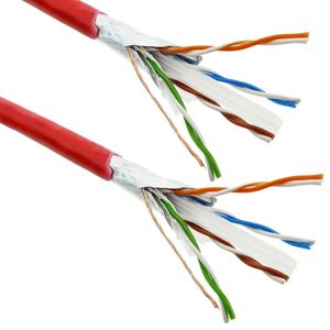 Bobina de cable de red ethernet Cat. 6 FTP CCA de 100 m rígido de color rojo