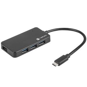 Hub USB-C 3.0 de 4 puertos negro + adaptador USB-A Natec Silkworm NHU-1343