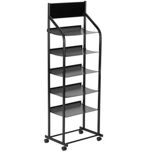 Expositor portafolletos 48 x 35 x 143 cm con 5 compartimentos para folletos y revistas