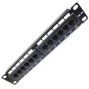 Patch panel 10" para armario rack 12-Port RJ45 Cat.5e UTP 1U