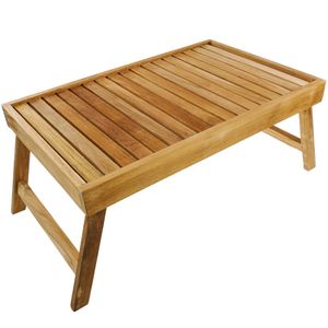 Bandeja para cama 55 x 35 x 5 cm plegable de madera de teca certificada