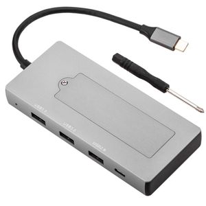 Conversor USB-C a HDMI 4k y ethernet RJ45 y USB-A y USB-C con socket de almacenamiento NGFF M2