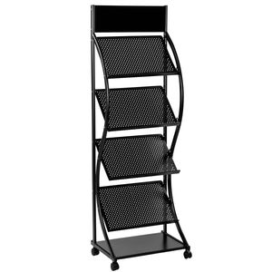 Expositor portafolletos con 4 estantes para revistas y soportes de periódicos