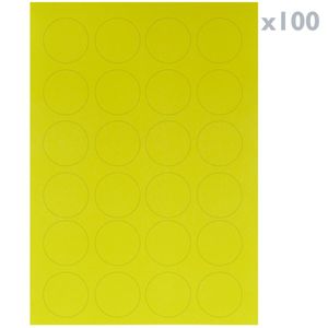 Etiquetas redondas adhesivas amarillas para impresora A4 40mm 100 hojas