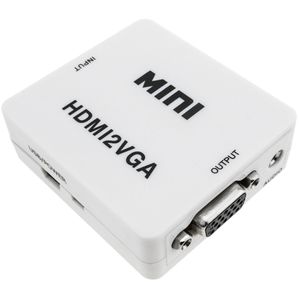Conversor HDMI a VGA con audio estéreo analógico color blanco